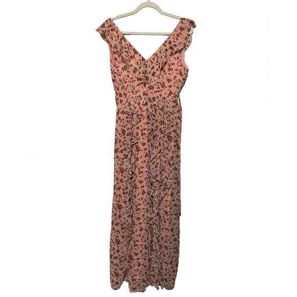 Nasty Gal NWT Grow The Distance Pink Floral Ruffle Maxi Dress Women’s Size 2 - Picture 5 of 10